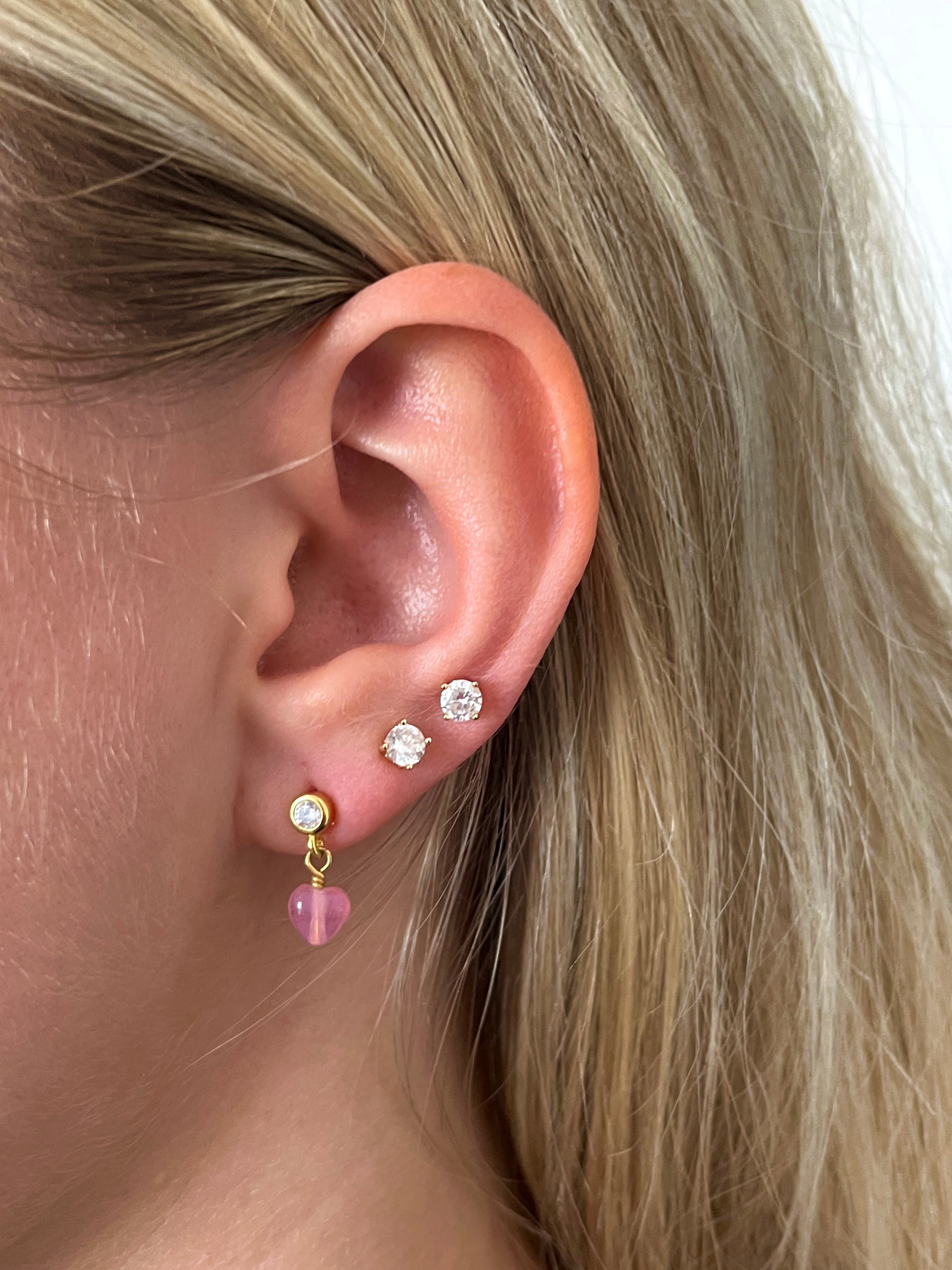 Heart drop øreringe - pink